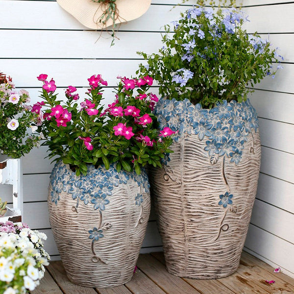 Modern Outdoor Garden Flower Pots, Extra Large Garden Flower Planters, Oversized Garden Flower Pot, Garden Ornaments, Large Resin Gardern Flower Planter-HomePaintingDecor