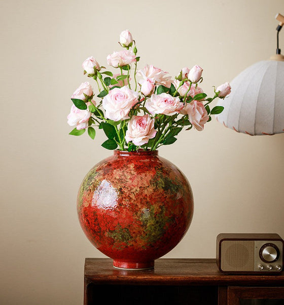 Large Pottery Flower Vases, Handmade Water Holding Flower Vases, Modern Bouquet Flower Vases, Centerpiece on Dining Table, Flower Vase on Table-HomePaintingDecor