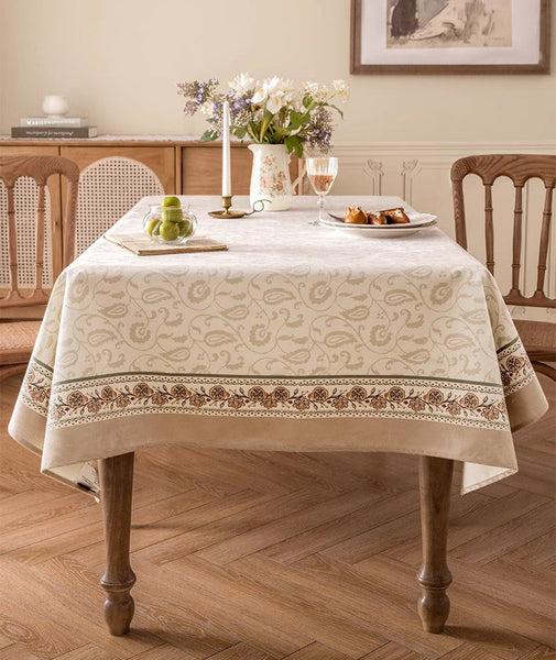 Kitchen Table Cover, Flower Tablecloth for Round Table, Elegant Table Cover for Dining Room Table, Modern Rectangle Tablecloth for Oval Table-HomePaintingDecor