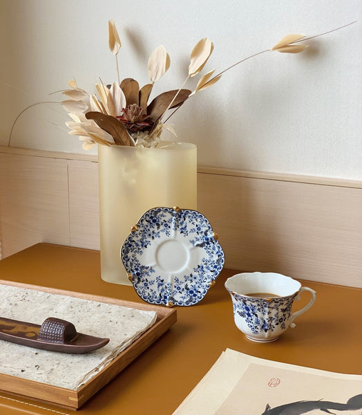 French Style China Porcelain Tea Cup Saucer Set, 7.8 oz Tea Cup and Saucers, Royal Ceramic Cups, Elegant Vintage Ceramic Coffee Cups for Traditional Afternoon Tea-HomePaintingDecor