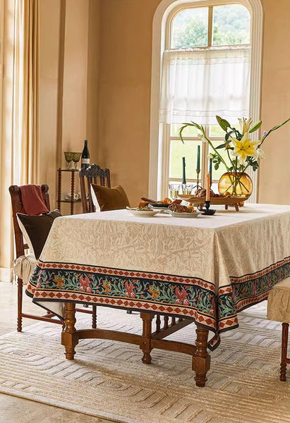 Long Large Modern Rectangular Tablecloth for Dining Room Table, Mid Century Tablecloth for Round Table, Flower Farmhouse Table Covers, Square Tablecloth for Kitchen-HomePaintingDecor