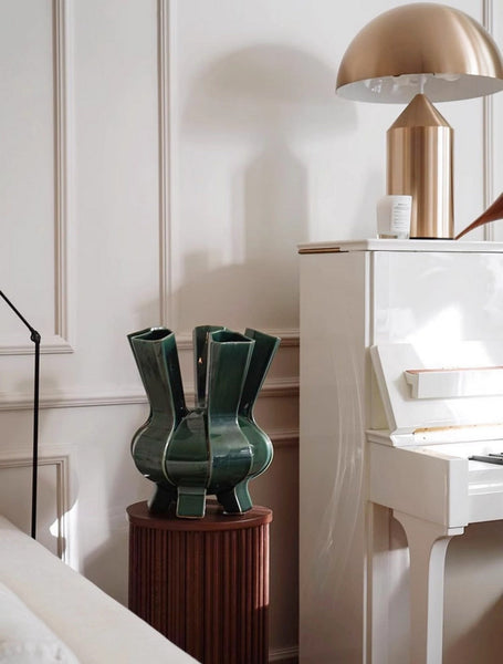 Centerpiece Ceramic Bouquet Vases, Contemporary Vases on Dining Table, Green Porcelain Vases for Modern Home Decor, Unique Handmade Modern Flower Vase-HomePaintingDecor