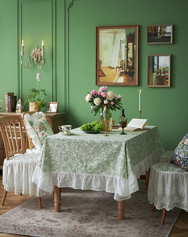 Natural Spring Farmhouse Table Cloth, Extra Large Rectangle Tablecloth for Dining Room Table, Flower Pattern Cotton Tablecloth, Square Tablecloth for Round Table-HomePaintingDecor
