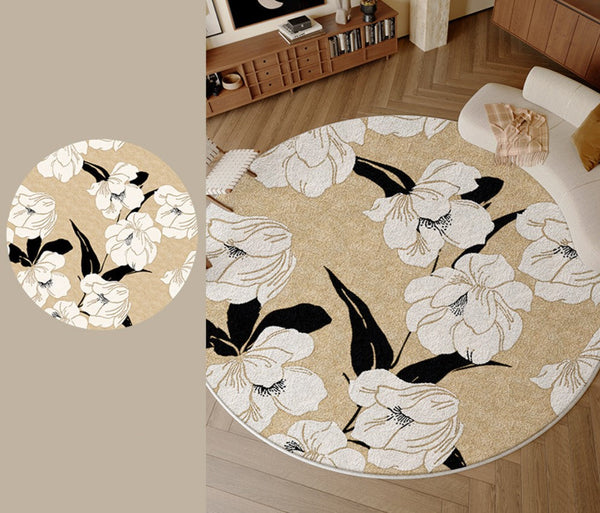 Bedroom Abstract Modern Area Rugs, Circular Modern Rugs under Chairs, Geometric Round Rugs for Dining Room, Contemporary Modern Rug for Living Room-HomePaintingDecor
