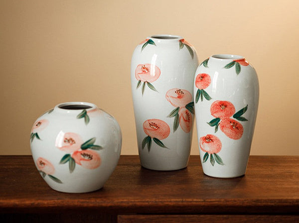 Handmade Water Holding Flower Vases, Modern Flower Vase Centerpiece on Table, Porcelain Flower Vases, Ceramic Bouquet Vases-HomePaintingDecor