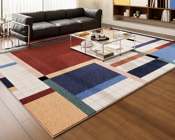 Abstract Contemporary Rugs for Bedroom, Mid Century Area Rugs for Living Room, Elegant Modern Area Rugs under Sofa, Modern Carpets for Office, Dining Room Floor Rugs-HomePaintingDecor