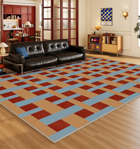 Abstract Contemporary Area Rugs for Living Room, Modern Carpets Next to Bed, Mid Century Modern Rugs, Colorful Abstract Carpets-HomePaintingDecor