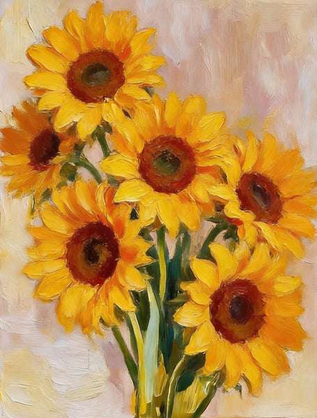 Original Flower Paintings, Blooming Sunflowers, Hand Painted Canvas Art, Original Oil Paintings, Small Canvas Artwork-HomePaintingDecor
