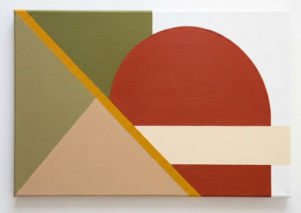 Rust Red, Olive Green, Light Camel Colors, Geometric Pattern Contemporary Artwork, Modern Abstract Paintings, Oversized Modern Canvas Wall Art