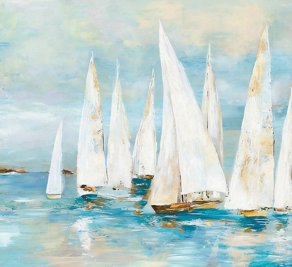 Small Acrylic Painting on Canvas, Original Abstract Paintings, Abstract Sail Boats Painting, Small Canvas Artwork, Hand Painted Canvas Art, Buy Small Paintings Online-HomePaintingDecor