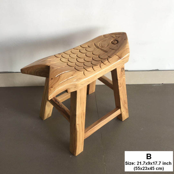 Handmade Solid Wood low Stool, Creative Shoe-changing Stool, Old Elm Wood Stool, Children's Wooden Stool, Sofa Stool, Dining Table Stool-HomePaintingDecor