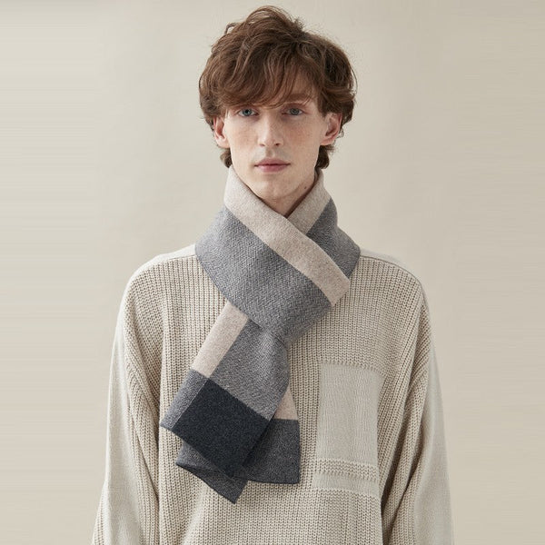 Men's Wool Scarf Winter, Business Wool Scarf for Gentleman, Thick Wool Scarf, Men's Winter Scarf, Formal Men Scarf Styles, Casual Scarf Men, Modern Fashion Scarf-HomePaintingDecor