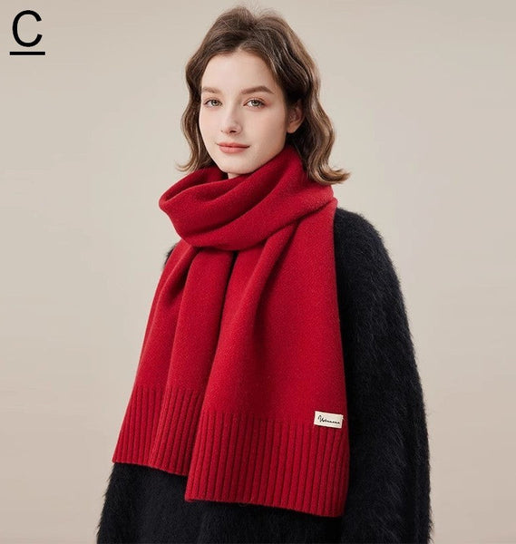 Casual Scarf for Women, Fashion Designer Scarf, Cold Weather Scarf, Red Winter Scarf, Modern Wool Scarf for Women, Soft Cashmere Scarf for Women-HomePaintingDecor