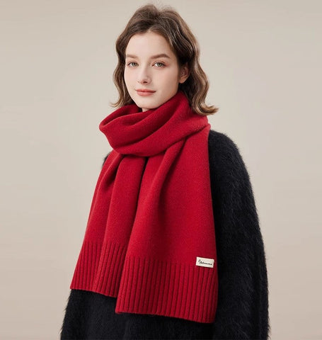 Fashion Designer Scarf, Cold Weather Scarf, Casual Scarf for Women, Red Winter Scarf, Modern Wool Scarf for Women, Soft Cashmere Scarf for Women-HomePaintingDecor