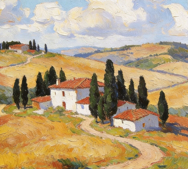 Small Canvas Artwork,Tuscan Hills Under Sunlit Clouds, Buy Small Artwork Online, Hand Painted Canvas Art, Original Landscape Paintings