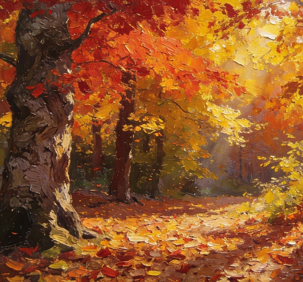 Small Wall Paintings, Autumn Woods, A Luminous Forest Landscape, Small Oil Paintings on Canvas, Original Artwork Small Paintings, Hand Painted Canvas Art, Heavy Texture Oil Paintings-HomePaintingDecor