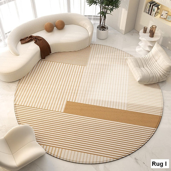 Unique Modern Rugs for Living Room, Geometric Round Rugs for Dining Room, Contemporary Modern Area Rugs for Bedroom, Circular Modern Rugs under Chairs-HomePaintingDecor