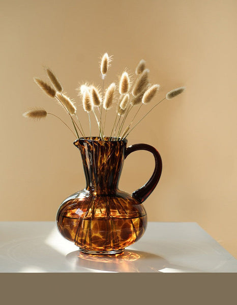 Mid Century Glass Vases, Centerpiece Contemporary Vases on Table, Handmade Modern Vases for Bedroom, Decorative Glass Vase, Modern Glass Vase for Flowers-HomePaintingDecor