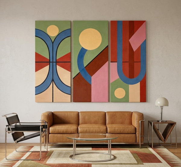 Multi Panel Canvas Art, Large Group Paintings, Geometric Abstract Paintings, Modern Paintings for Living Room