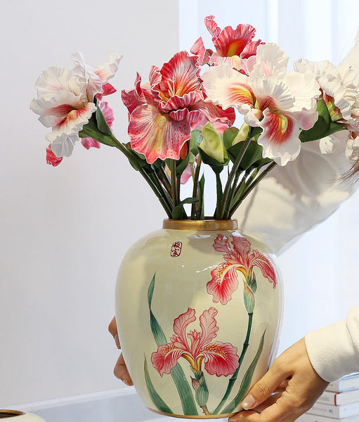 Centerpiece Ceramic Bouquet Vases, Handmade Modern Flower Vase, Large Flower Vases on Dining Table, Porcelain Flower Vases-HomePaintingDecor