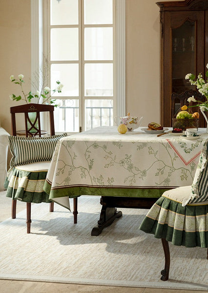 Spring Green Flower Table Covers, Large Modern Rectangle Tablecloth for Dining Table for Round Table, Farmhouse Table Cloth for Oval Table, Square Tablecloth for Kitchen-HomePaintingDecor