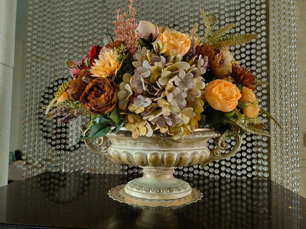 Peony Faux Silk Floral Bouquet Table Centerpiece, Large Bunch of Autumn Flowers Arrangement Interior Design, Modern Artificial Floral Arrangement for Bedroom-HomePaintingDecor