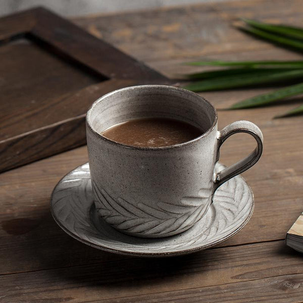 Latte Coffee Cup, Ceramic Coffee Cup, Pottery Coffee Cups, Breakfast Milk Cup, Cappuccino Coffee Mug, Coffee Cup and Saucer Set-HomePaintingDecor