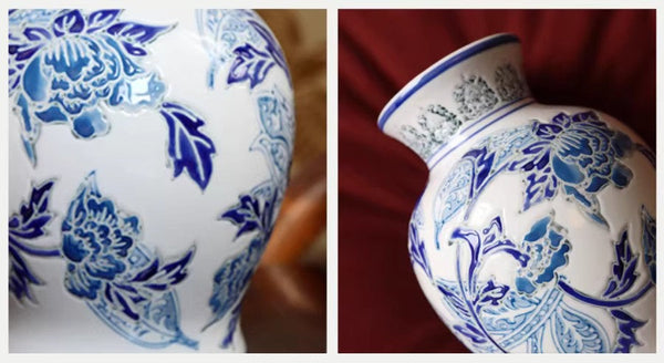 Porcelain Flower Vases, Centerpiece Ceramic Bouquet Vases, Handmade Flower Vase, Vintage Flower Vases on Dining Table-HomePaintingDecor