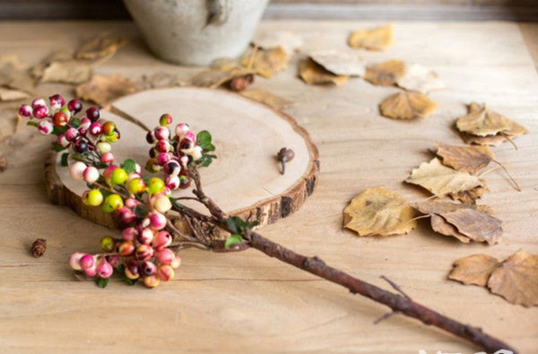 Cranberry Fruit Branch, Flower Arrangement Ideas for Living Room, Unique Artificial Flowers for Home Decoration, Spring Artificial Floral for Bedroom-HomePaintingDecor