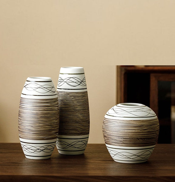 Centerpiece on Dining Table, Handmade Pottery Flower Vases Urn, Large Flower Vase on Table, Modern Bouquet Flower Vases, Water Holding Flower Vases-HomePaintingDecor