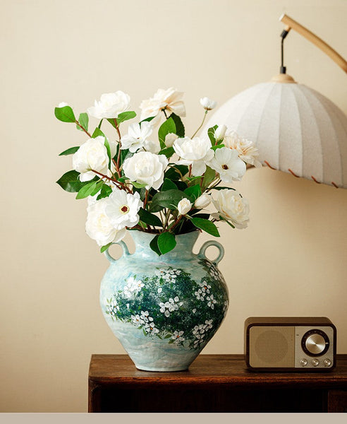 Large Flower Vases on Table, Modern Pottery Flower Vases, Centerpiece on Dining Table, Handmade Water Holding Flower Vases, Pottery Bud Vases-HomePaintingDecor