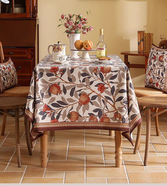 Hawthorn Tablecloth for Round Table, Modern Kitchen Table Cover, Linen Table Cover for Dining Room Table, Simple Modern Rectangle Tablecloth Ideas for Oval Table-HomePaintingDecor
