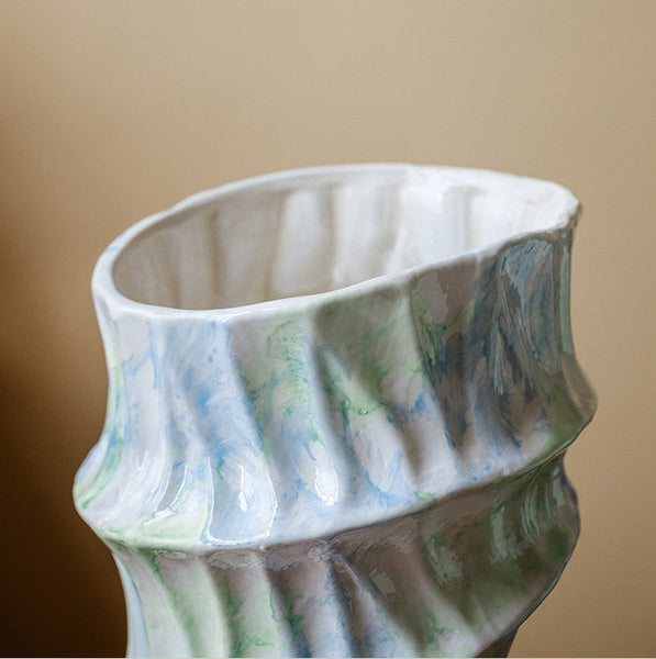 Centerpiece on Dining Table, Modern Porcelain Flower Vases, Handmade Water Holding Flower Vases, Ceramic Bouquet Vases, Flower Vases on Table-HomePaintingDecor