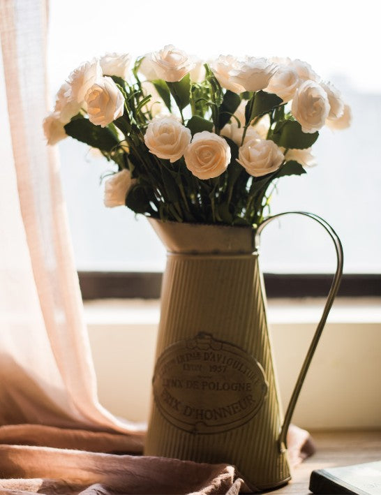 Flower Arrangement Ideas for Living Room, White Camellia Flowers, Modern Artificial Flowers for Home Decoration, Simple Artificial Floral for Bedroom-HomePaintingDecor