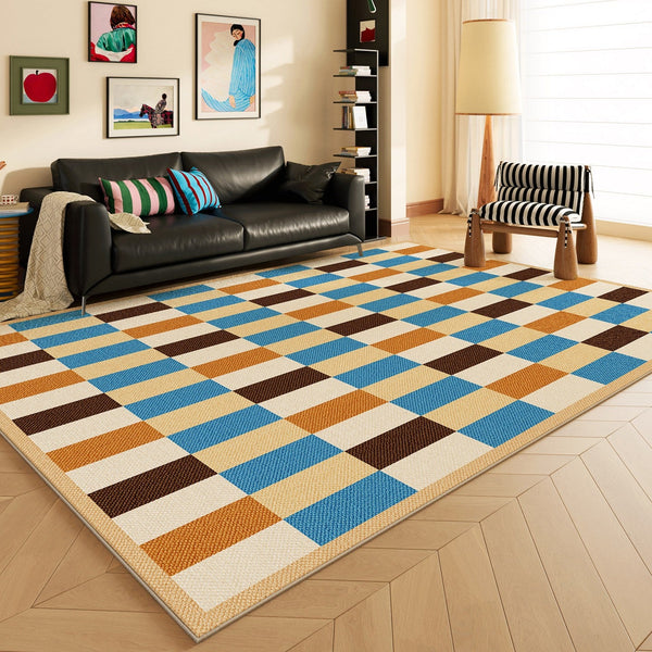 Mid Century Modern Rugs, Modern Living Room Rug Ideas, Geometric Contemporary Area Rugs, Colorful Modern Rugs for Bedroom-HomePaintingDecor