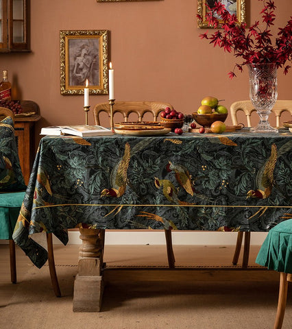 Nightingale Bird Tablecloth, Farmhouse Table Cloth, Blue Rectangle Tablecloth for Dining Room Table, Square Tablecloth, Waterproof Tablecloth-HomePaintingDecor