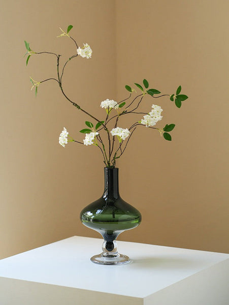 Modern Glass Vase for Flowers, Decorative Glass Vase, Mid Century Glass Vases, Handmade Modern Vases for Bedroom, Centerpiece Contemporary Vases on Table-HomePaintingDecor