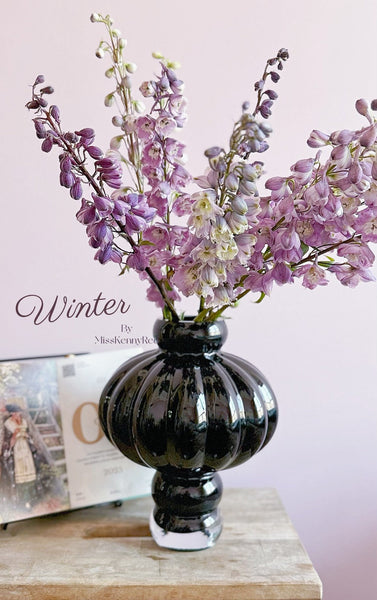 Black Glaze Vase, Contemporary Vases for Modern Home Decor, Black Glass Bud Vases, Handmade Liuli Vases, Centerpiece Vases on Table-HomePaintingDecor