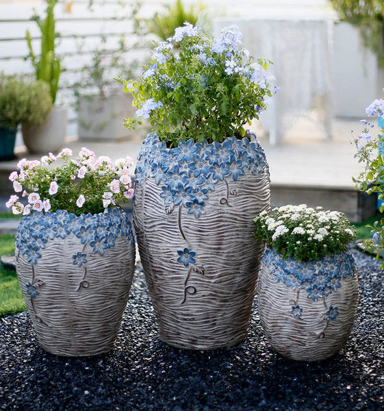 Modern Outdoor Garden Flower Pots, Extra Large Garden Flower Planters, Oversized Garden Flower Pot, Garden Ornaments, Large Resin Gardern Flower Planter-HomePaintingDecor