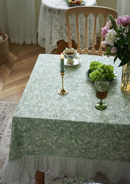 Natural Spring Farmhouse Table Cloth, Extra Large Rectangle Tablecloth for Dining Room Table, Flower Pattern Cotton Tablecloth, Square Tablecloth for Round Table-HomePaintingDecor