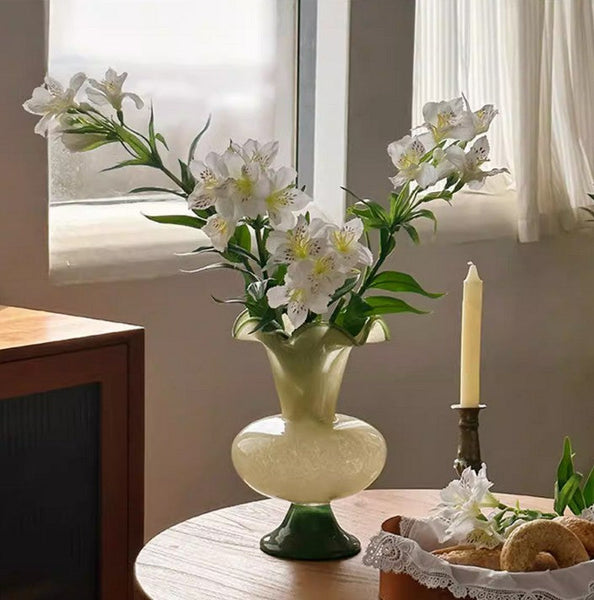 Bouquet Flower Vase, Vintage Glass Flower Vases, Water Holding Flower Vases, Glass Bud Vases, Handmade Flower Vases on Table-HomePaintingDecor