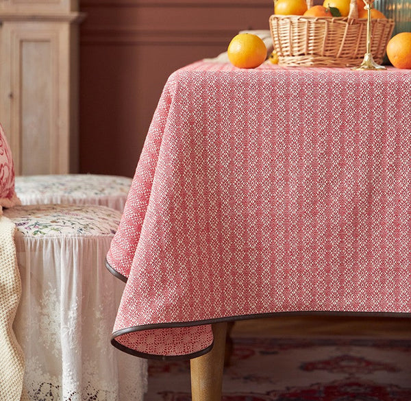 Simple Modern Rectangle Tablecloth for Dining Room Table, Knitted Plaid Embroidery Farmhouse Table Cloth, Square Tablecloth for Round Table-HomePaintingDecor