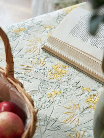 Natural Spring Farmhouse Table Cloth, Large Modern Rectangle Tablecloth for Dining Room Table, Square Tablecloth for Round Table, Flower Pattern Tablecloth-HomePaintingDecor