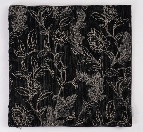 Contemporary Modern Sofa Pillows, Black Embroidery Flower Pattern Pillows for Couch, Decorative Throw Pillows for Bedroom, Large Modern Sofa Pillow for Dining Room-HomePaintingDecor