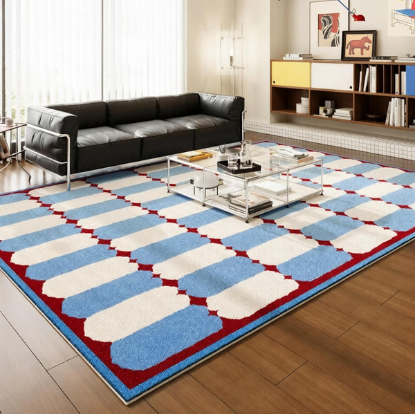Mid Century Modern Rugs, Contemporary Modern Rugs for Dining Room, Bedroom Modern Floor Carpet, Blue Modern Rug Designs, Living Room Rug Ideas-HomePaintingDecor