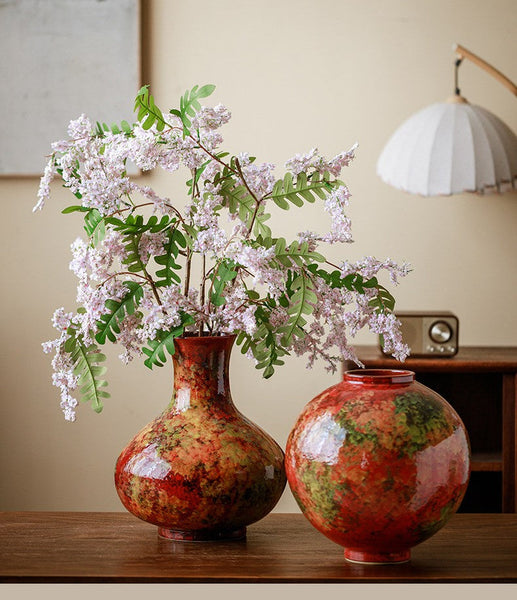 Large Pottery Flower Vases, Handmade Water Holding Flower Vases, Modern Bouquet Flower Vases, Centerpiece on Dining Table, Flower Vase on Table-HomePaintingDecor