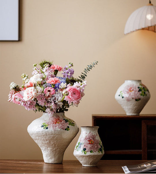 Flower Vases on Table, Handmade Water Holding Flower Vases, Centerpiece on Dining Table, Modern Porcelain Flower Vases, Ceramic Bouquet Vases-HomePaintingDecor