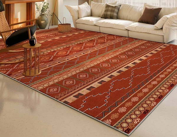 Contemporary Rugs for Bedroom, Colorful Abstract Rugs for Dining Room, Mid Century Modern Rugs Next to Bed, Bohemian Style Carpets for Living Room-HomePaintingDecor