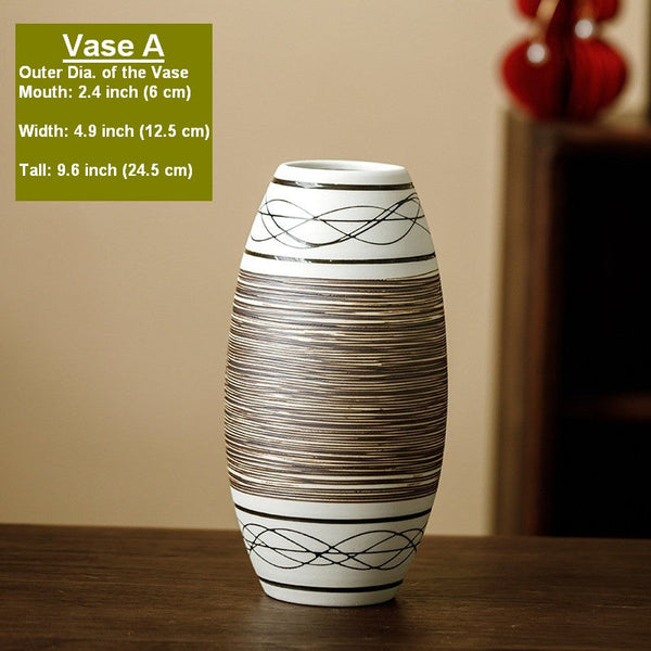 Centerpiece on Dining Table, Handmade Pottery Flower Vases Urn, Large Flower Vase on Table, Modern Bouquet Flower Vases, Water Holding Flower Vases-HomePaintingDecor