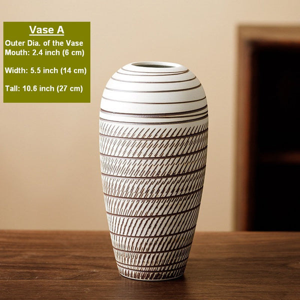 Centerpiece on Dining Table, Large Flower Vase on Table, Modern Bouquet Flower Vases, Handmade Pottery Flower Vases Urn, Water Holding Flower Vases-HomePaintingDecor